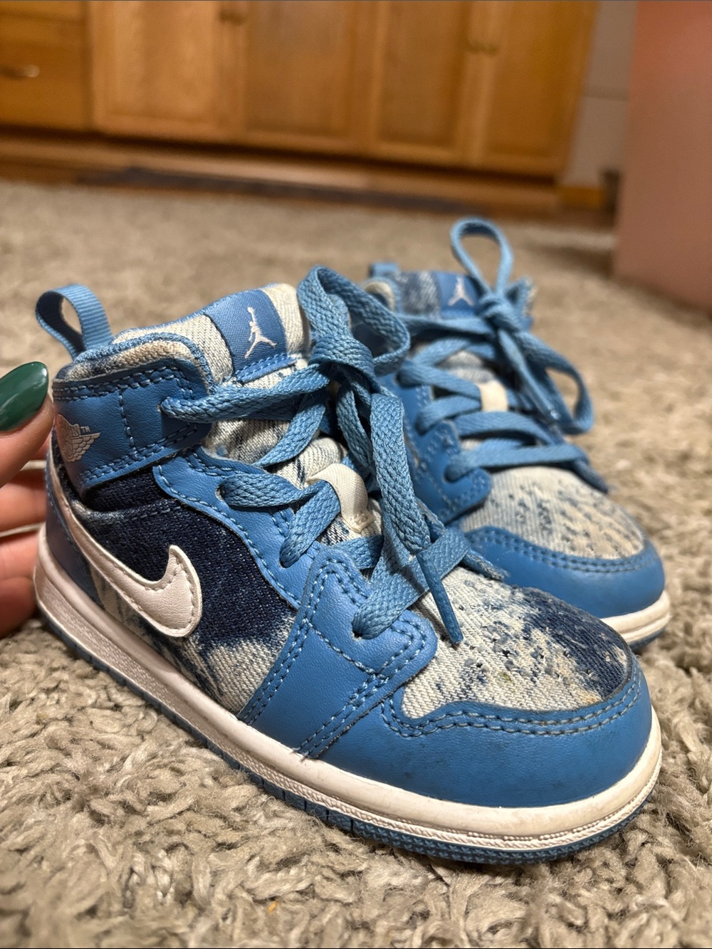 Jordan Kids Blue and White High-Top Sneakers